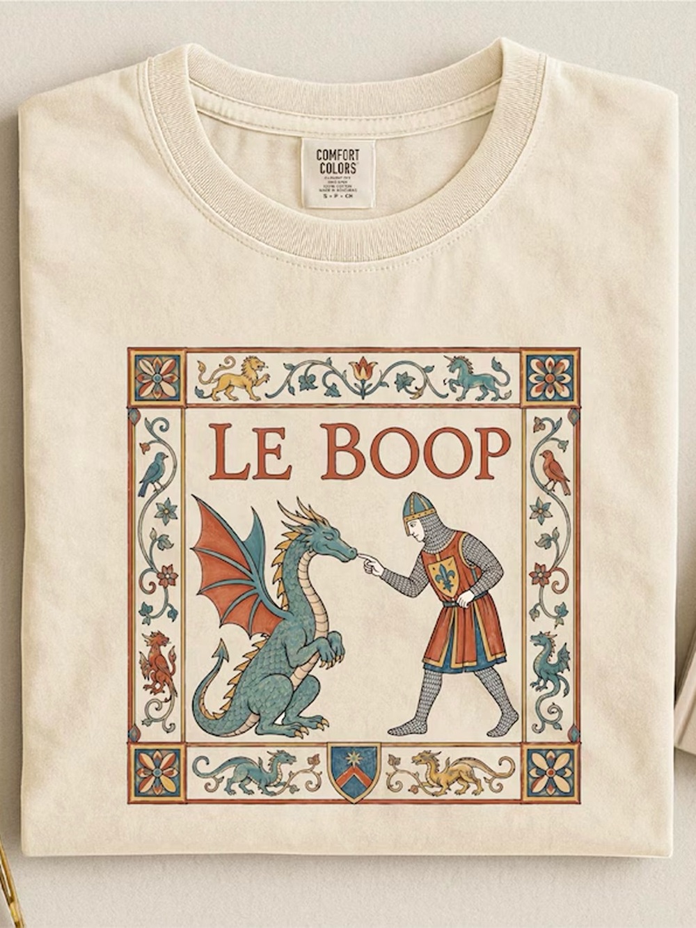 Funny Knight Dragon Le Boop Fantasy Cream Comfort Colors T-Shirt